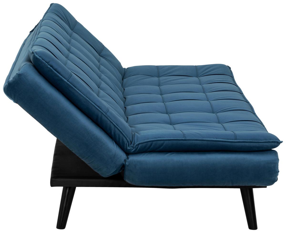 3-Sitzer-Sofa Mit Schlaffunktion Tuvalu B: 195cm - Blau/Schwarz, Design, Holz/Textil (195/96/96cm) - MID.YOU
