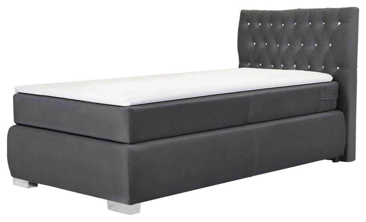 Boxspringbett Rumba inkl. Matratze 90x200 - Platinfarben/Grau, Basics, Textil (90/200cm) - Livetastic