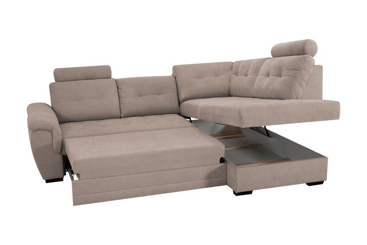 Rohová sedačka FALCO, pravá, šedobéžová žinylka,2x op.hlavy - černá/šedobéžová, Konvenční, dřevo/kompozitní dřevo (251/183cm) - Ondega