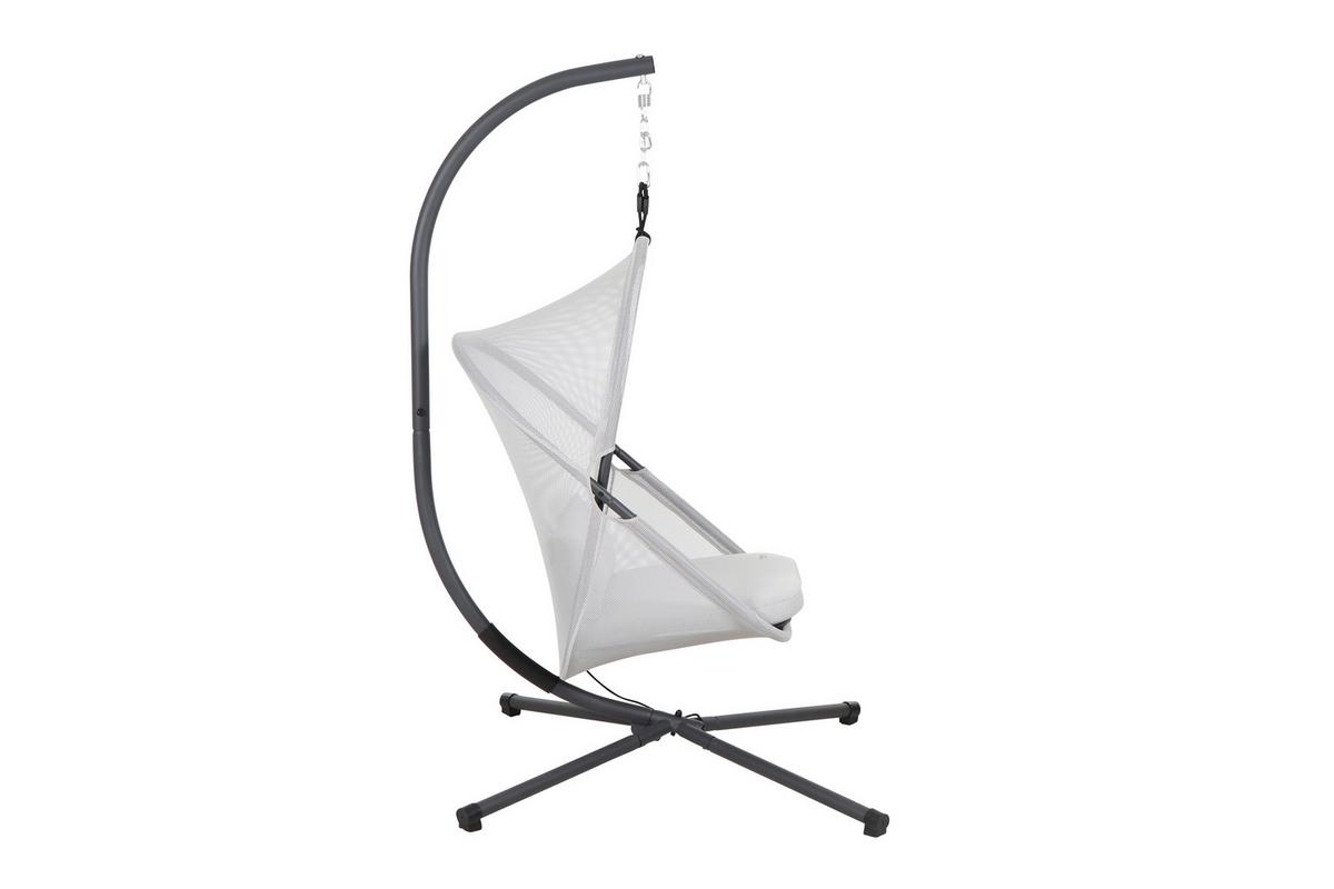 Hängesessel Mit Gestell Mit Sitz- Und Rückenkissen - Anthrazit/Grau, KONVENTIONELL, Kunststoff/Textil (123/195/106cm) - Siena Garden