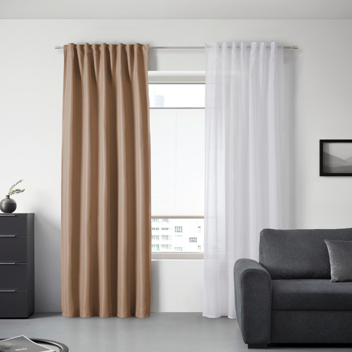 Zatemňovací závěs Roman, 135/255cm, béžová - béžová, Moderní, textil (135/255cm) - Premium Living