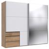 Schwebetürenschrank Level 36 A Weiß/Eiche/Spiegel, B: 250cm - Eichefarben/Weiß, MODERN, Glas/Holzwerkstoff (250/216/65cm) - MID.YOU