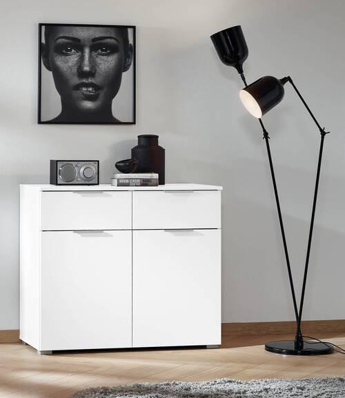 Kommode B: 93 Cm Alabama, Weiß - Alufarben/Weiß, MODERN, Holzwerkstoff (93/81/42cm) - Rauch Möbel
