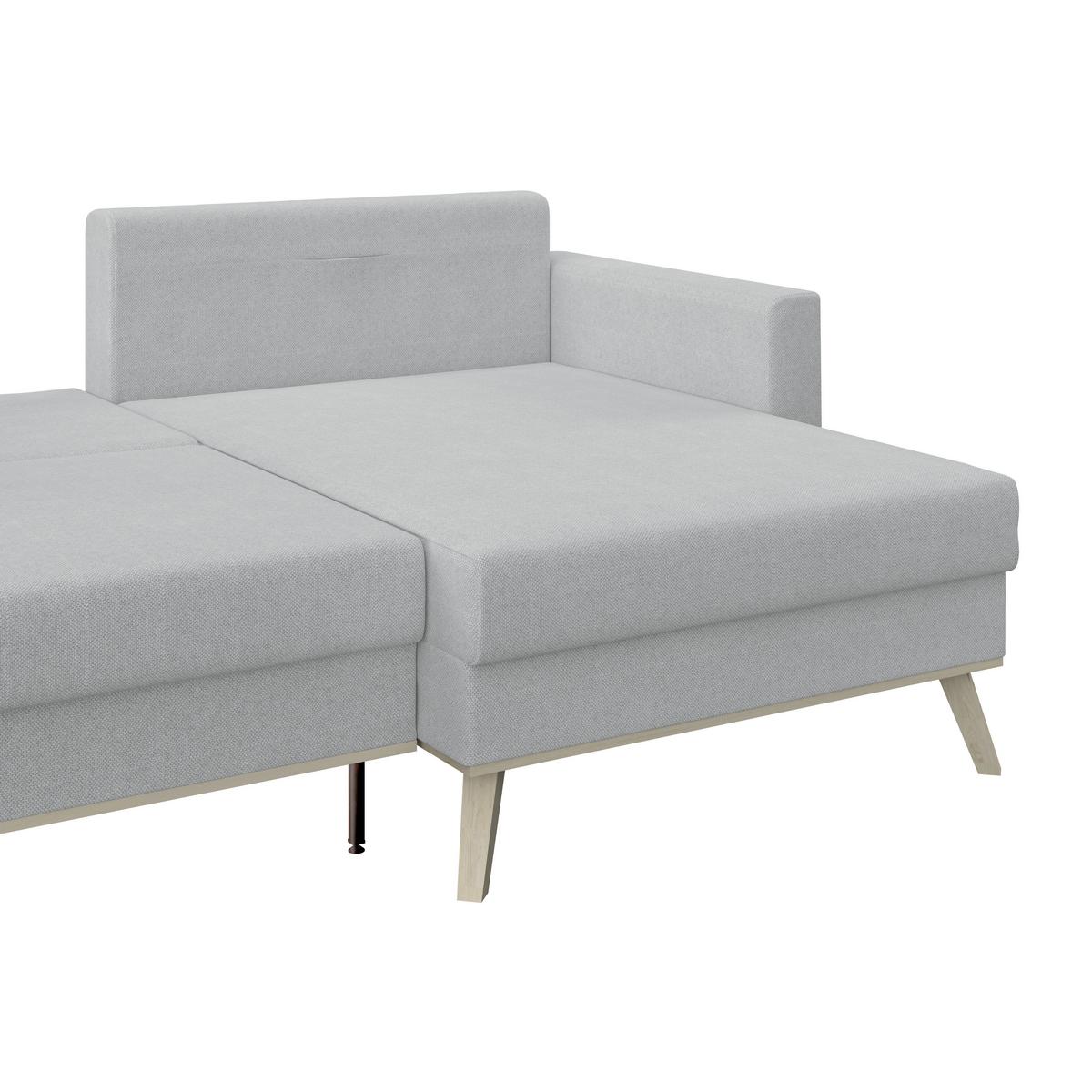 Rohová sedacia súprava CARINI, obojstranná, strieborná - krémová/farba duba, Basics, drevo/textil (222/152cm)