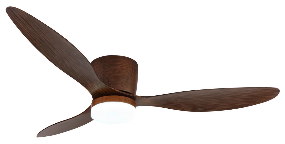 Deckenventilator Opal Dunkelbraun D: 131,5 cm - Dunkelbraun/Opal, KONVENTIONELL, Kunststoff/Metall (131,5/22,6cm) - Globo