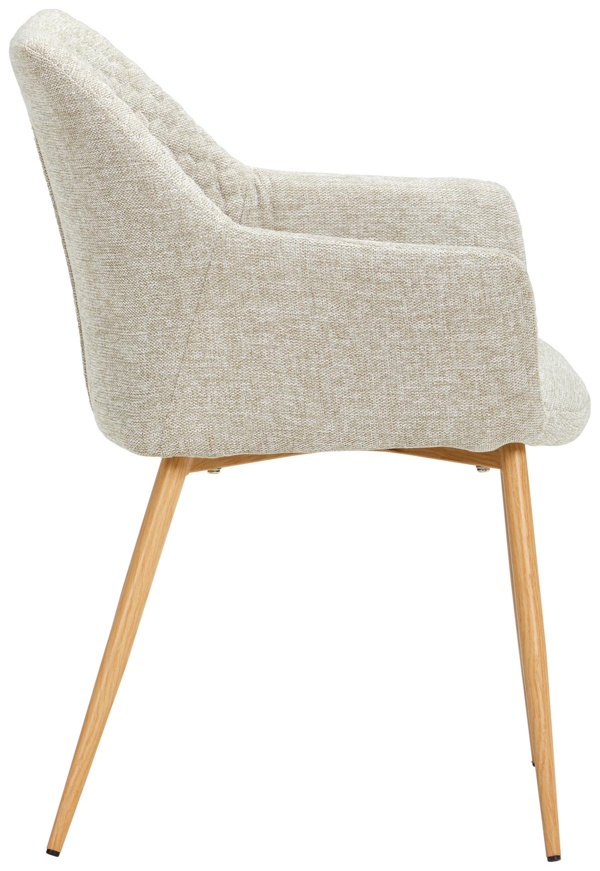 Armlehnstuhl Lara Eichenfarben/beige Gepolstert - Eichefarben/Beige, KONVENTIONELL, Holz/Textil (56,5/80/58cm) - Livetastic
