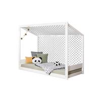 Bodenbett Mit Matratze 90x200 Cm Weiß - Weiß/Naturfarben, MODERN, Holz/Textil (90/200cm) - MID.YOU