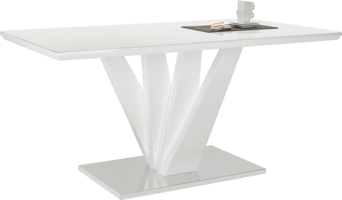 Jídelní stůl SAMUEL bílá VL 160x90cm - bílá/barvy nerez oceli, Moderní, kov/kompozitní dřevo (160/76/90cm) - Mömax