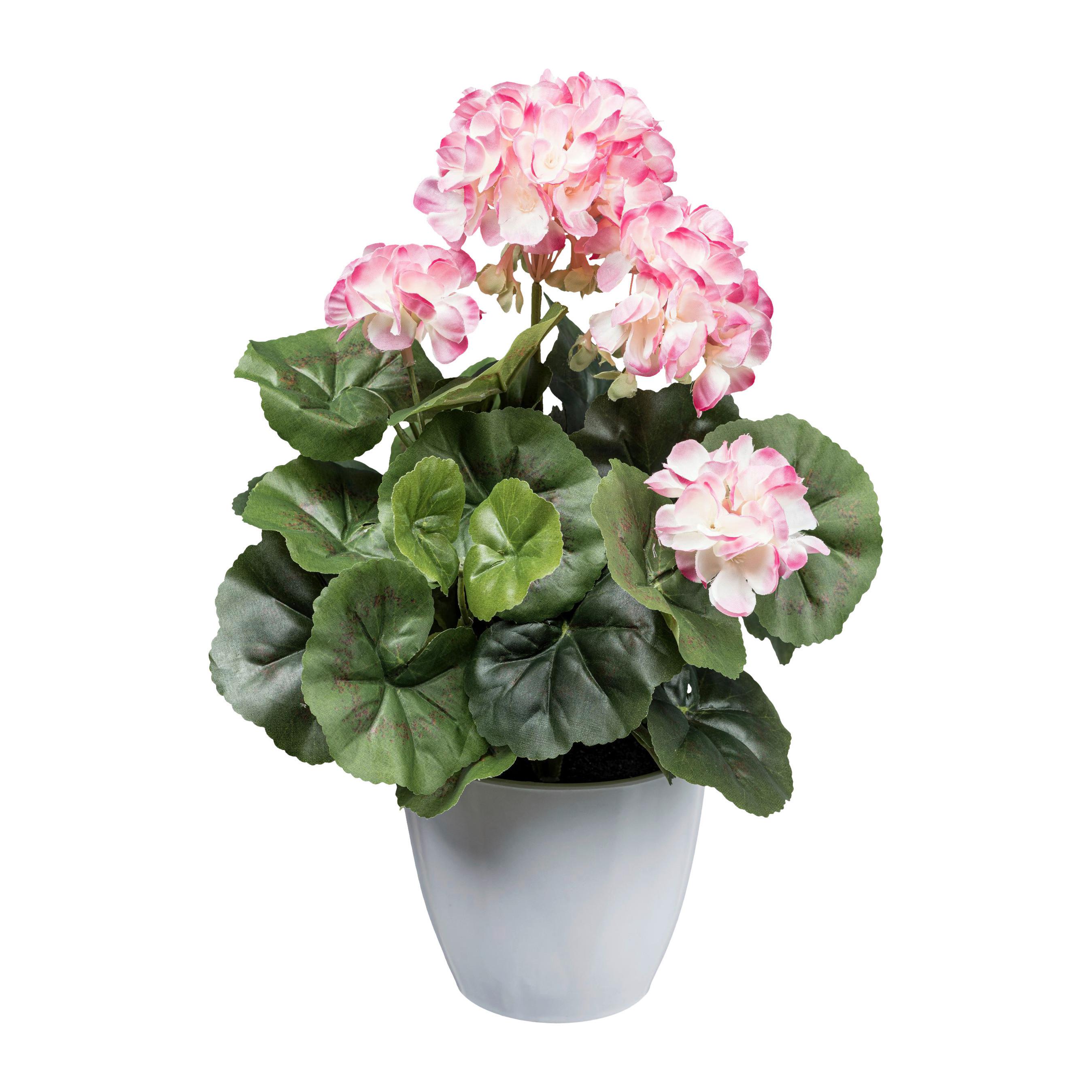 Kunstpflanze Blühpflanzen Grün/Rosa/Weiß, 34 cm - Rosa/Weiß, Design, Kunststoff (34cm) - P & B