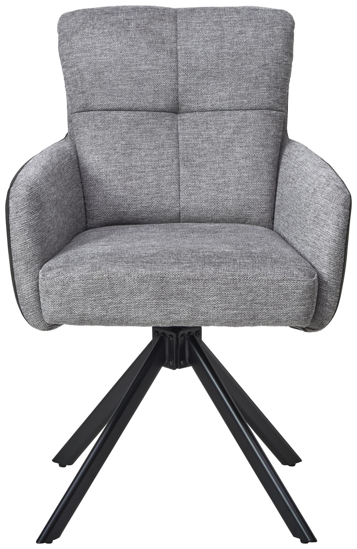 Armlehnstuhl Janet - Schwarz/Grau, LIFESTYLE, Holz/Textil (60/88/67cm) - MID.YOU