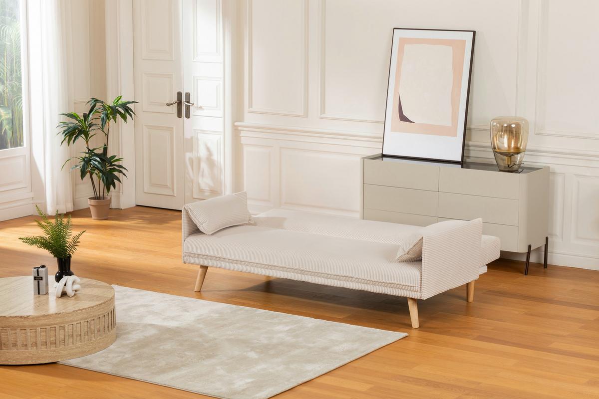 Kanapéágy Como - krémszínű, Design, textil (193/81/92cm) - Livetastic