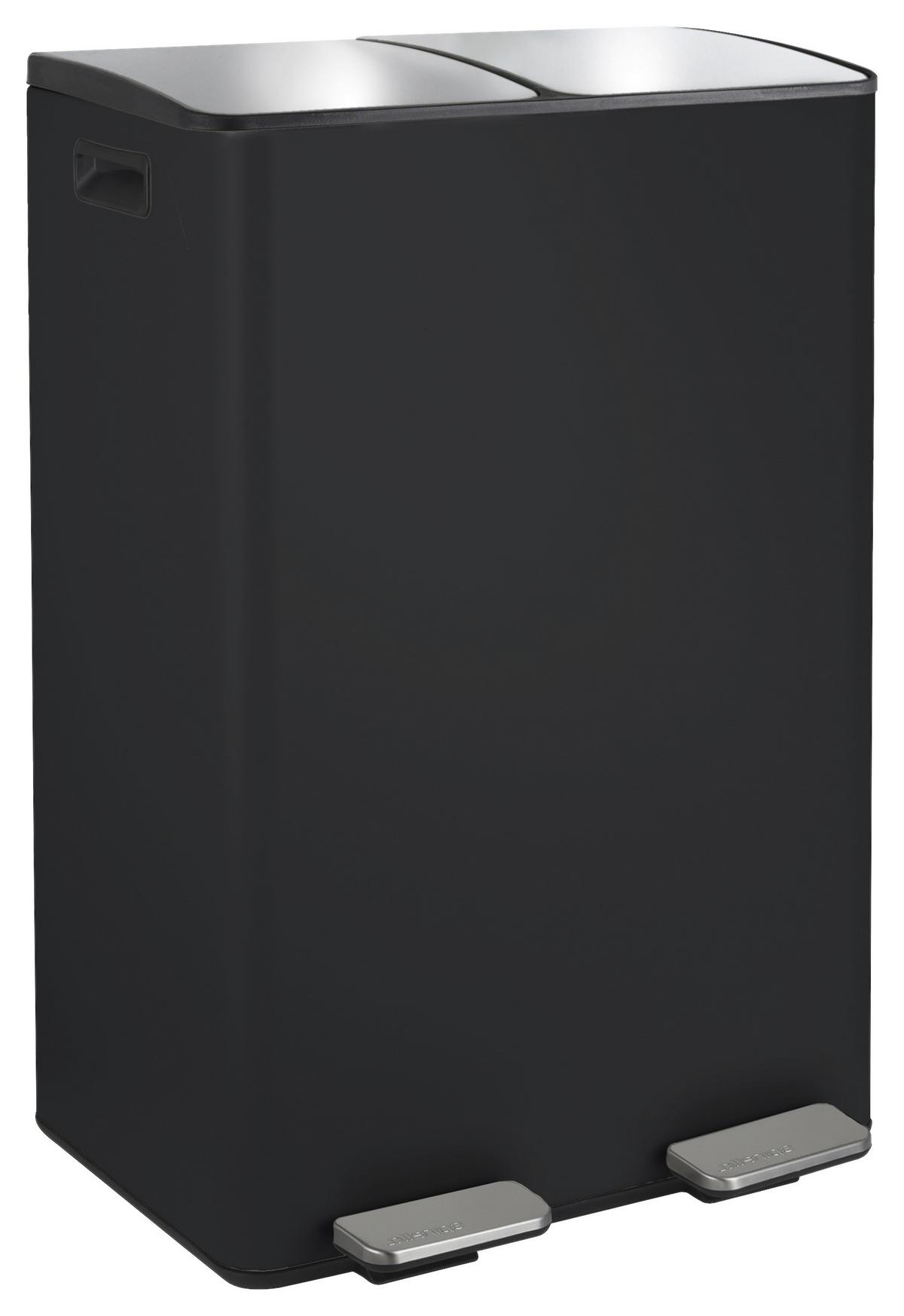 Treteimer Aliya 60l Schwarz Metall Lbh: 45x30x71 - Schwarz, Basics, Kunststoff/Metall (45/30/71cm) - Spirella