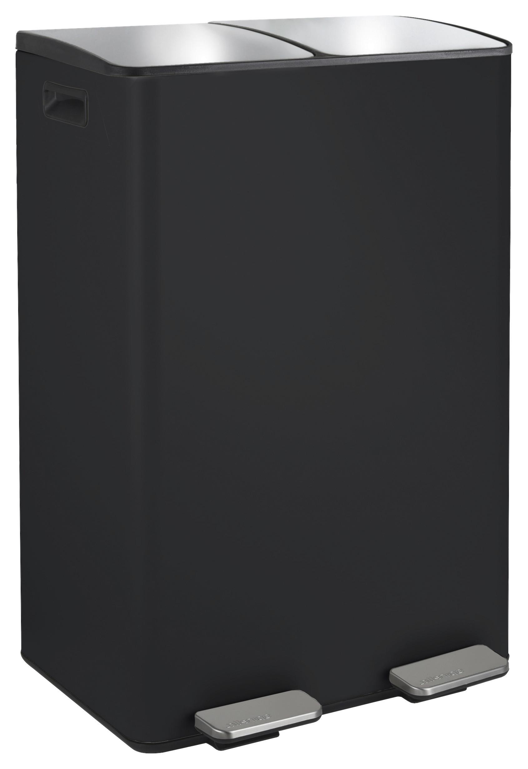 Treteimer Aliya 60l Schwarz Metall Lbh: 45x30x71