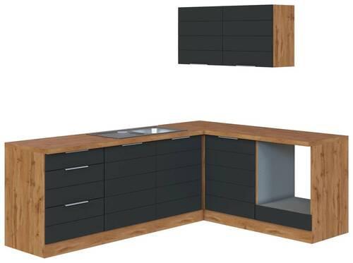Eckküche Florenz ohne Geräte 240x180 cm Grau/Eichefarben - Eiche Wotan/Grau, Design, Holzwerkstoff (240/180cm) - Held