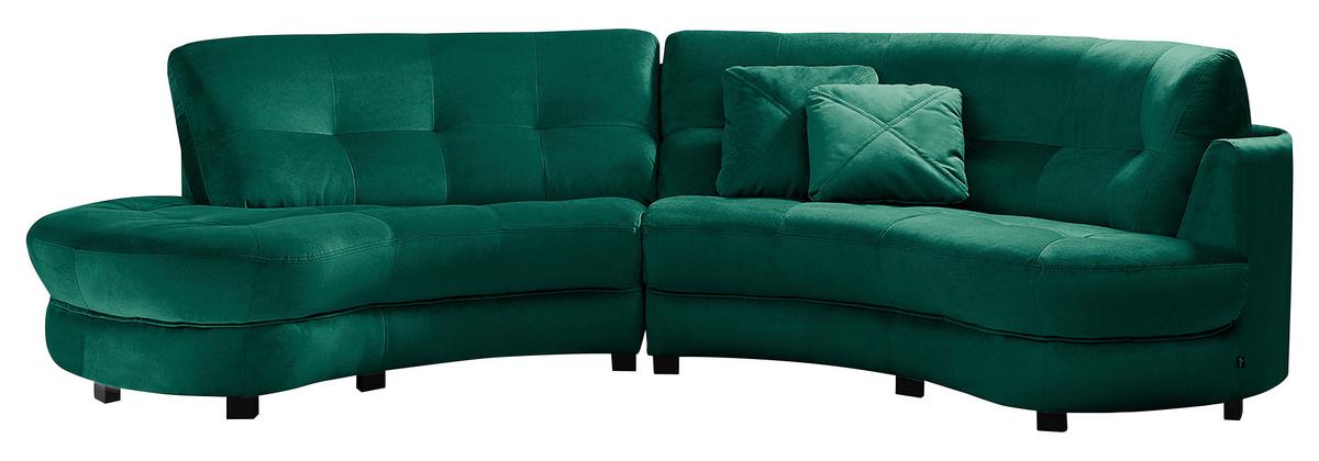 Ecksofa Bretania Dunkelgrün, S: 113x300 cm - Dunkelgrün/Schwarz, Design, Textil (113/300cm) - Livetastic