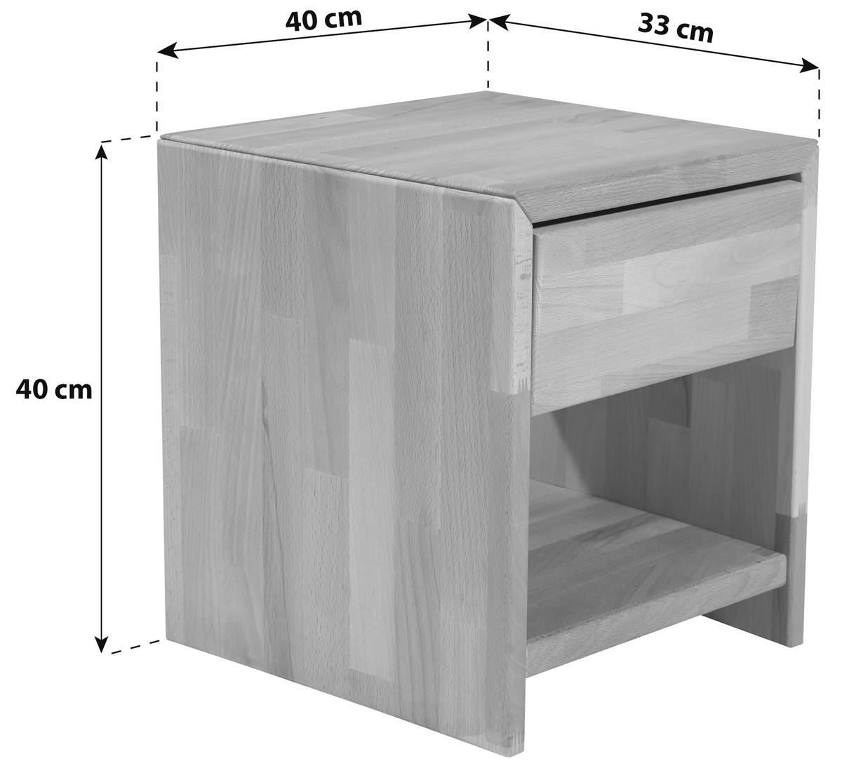 NOČNÍ STOLEK ELISABETH - jádrový buk, Konvenční, dřevo (40/40/33cm)
