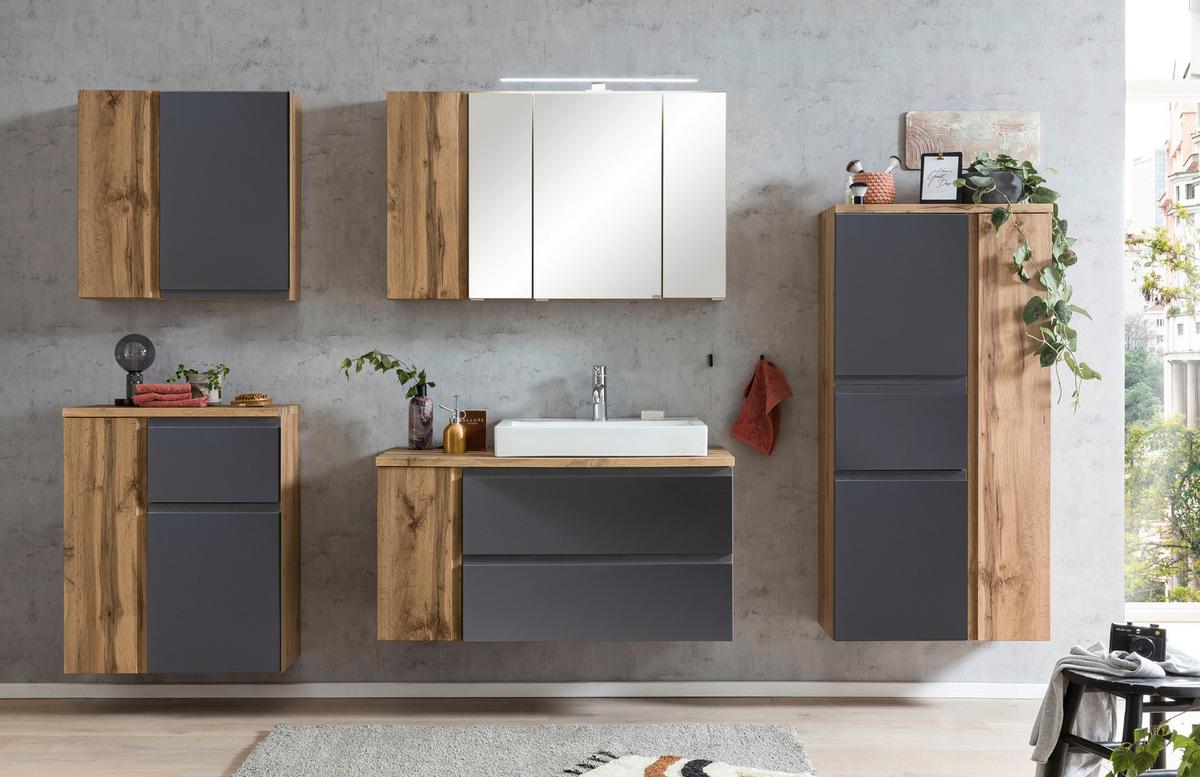 Hängeschrank Verese B: 65 cm Eiche Wotan/Grau - Eiche Wotan/Grau, MODERN, Holzwerkstoff (65/64/20cm) - Held