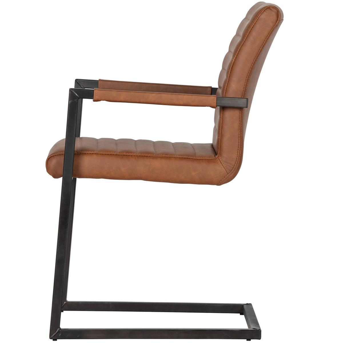 Armlehnstuhl-Set Bas Cognac B: 54cm - Cognac, MODERN, Textil/Metall (54/87/62cm) - Livetastic