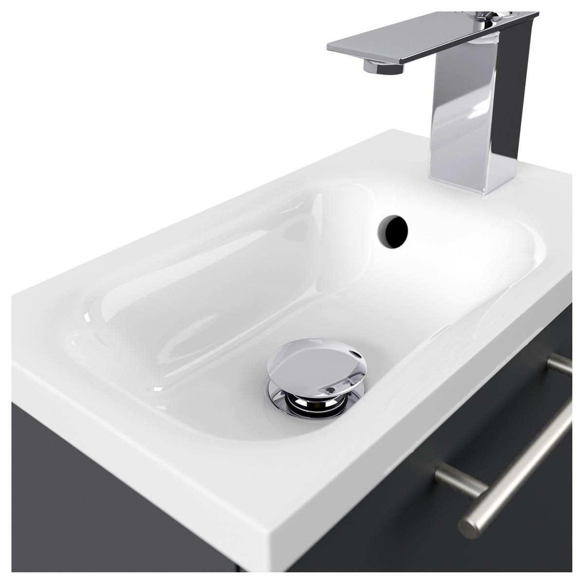 Gästebad Pieni Graphitfarben B: 40 cm - Graphitfarben, MODERN, Holzwerkstoff/Stein (40cm) - MID.YOU