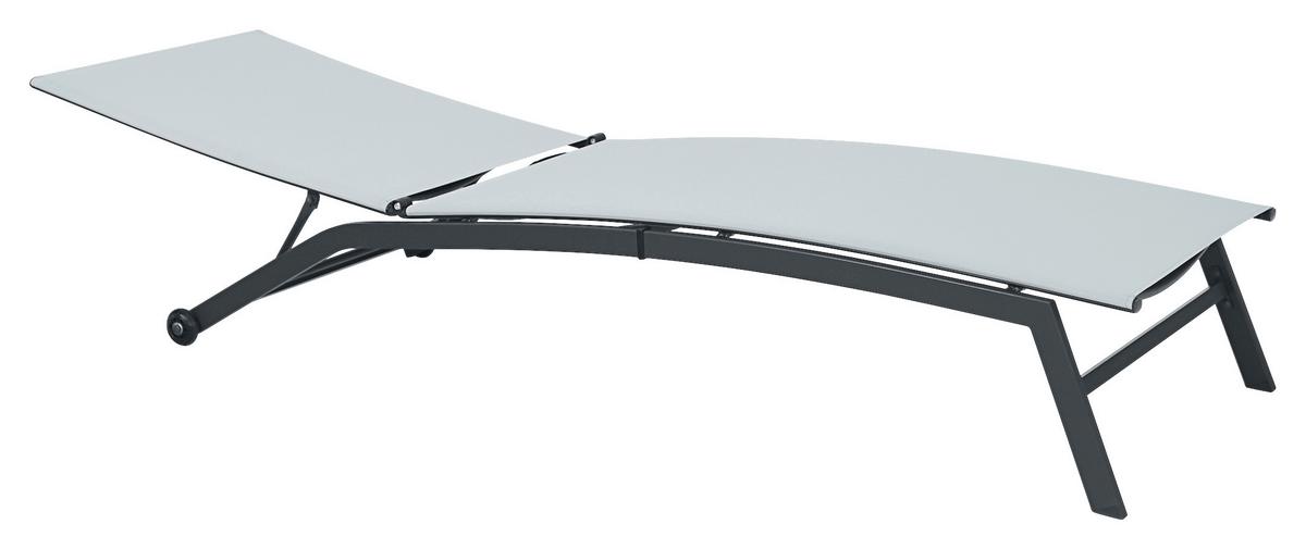 Sonnenliege Chaise Metall Verstellbar - Anthrazit/Weiß, Basics, Metall (195/90/63cm)
