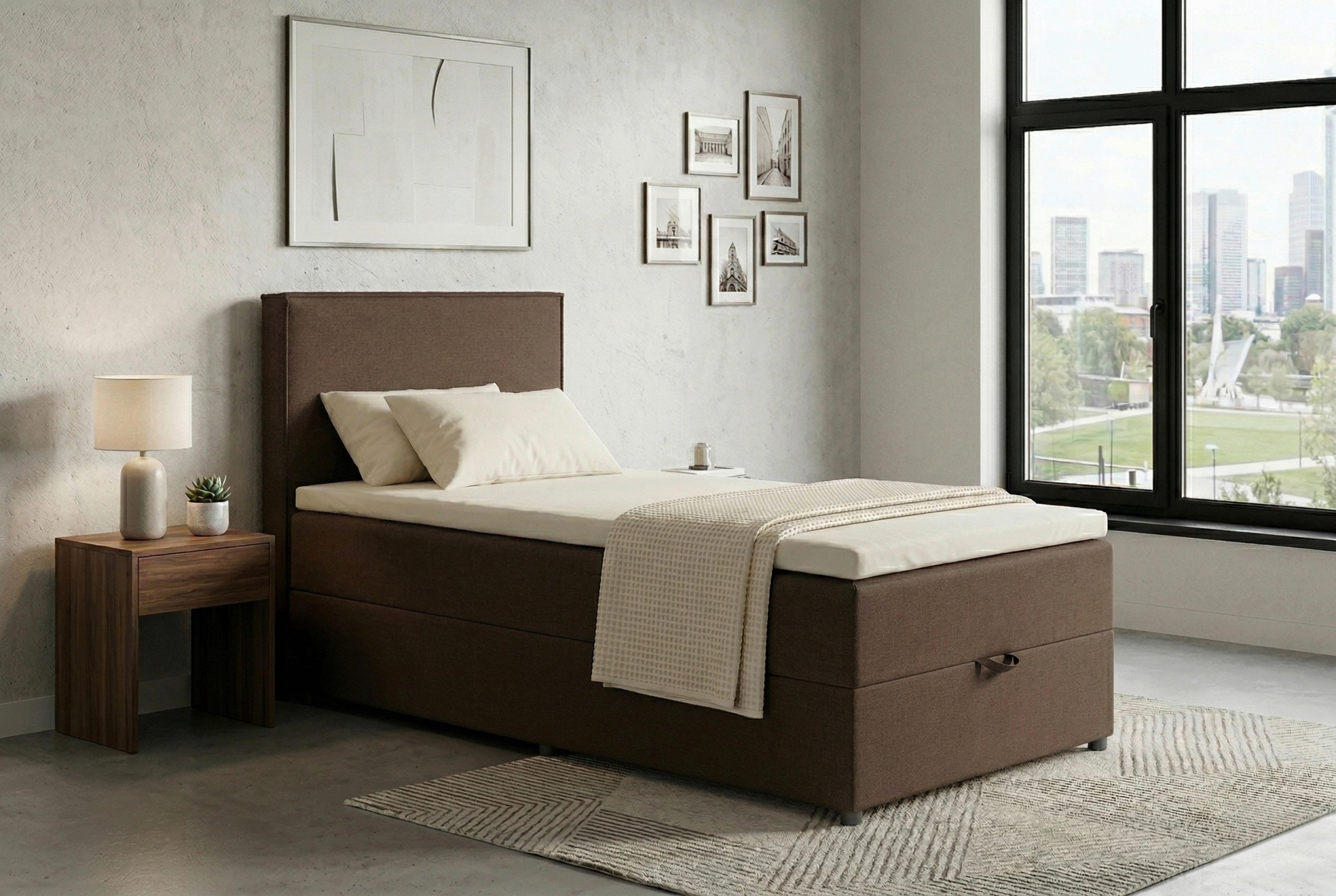 Boxbett Naxos 100x200 Soul 2 Braun - Schwarz/Braun, MODERN, Holzwerkstoff/Textil (100/200cm) - MID.YOU