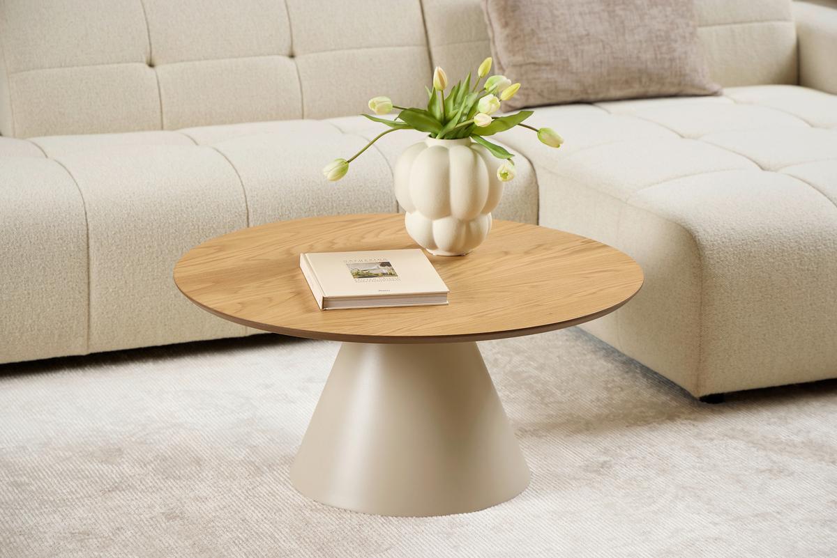 KONFERENČNÍ STOLEK SOLI - šedá/barvy dubu, Design, kov/kompozitní dřevo (85/40cm)