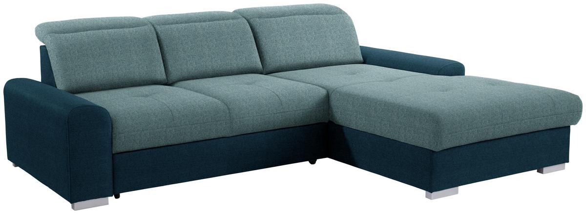 Ecksofa Mit Schlaffunktion + Bettkasten Malaga, Webstoff - Türkis/Blau, KONVENTIONELL, Textil (286/203cm) - Ondega
