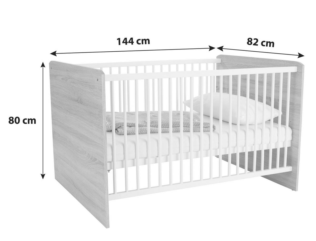 Gitterbett Wiki 70x140 Cm Dekor Weiß/sonoma Eiche - Weiß/Sonoma Eiche, KONVENTIONELL, Holzwerkstoff (144/82cm) - MID.YOU