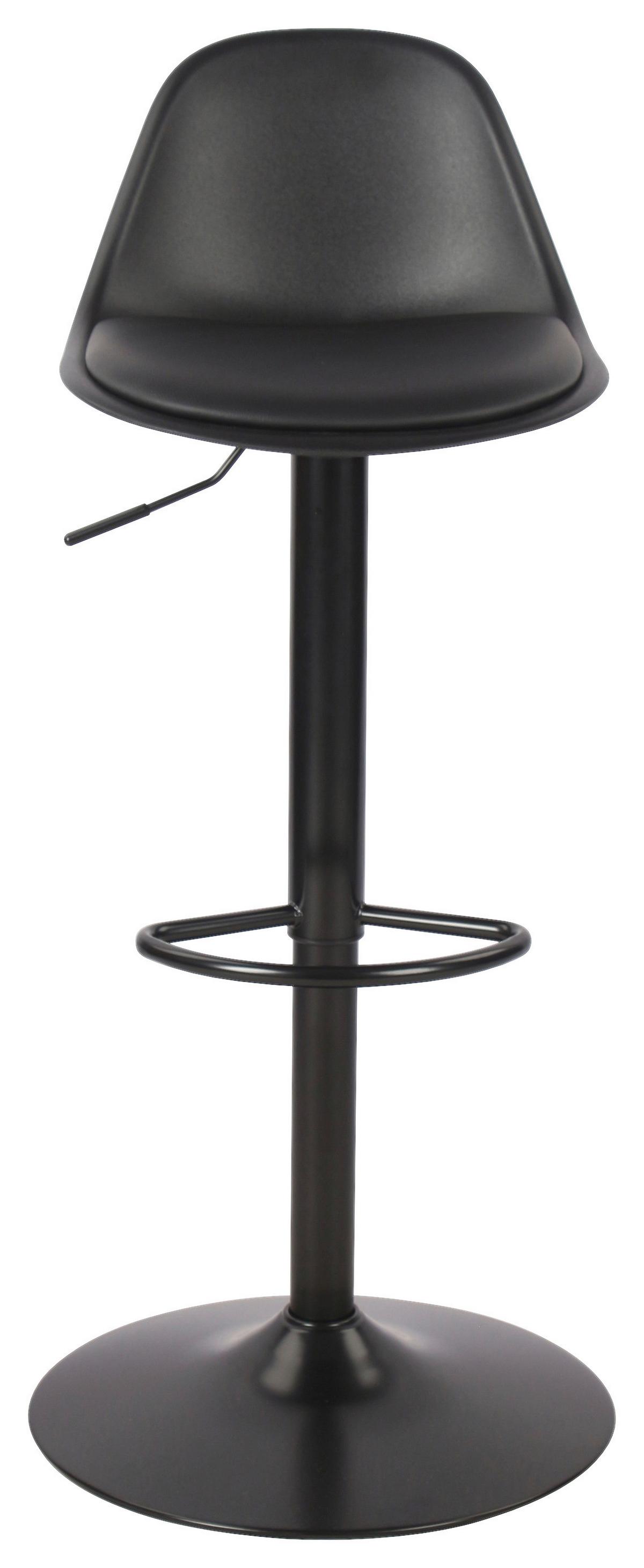 Barhocker höhenverstellbar Conte Lederlook Schwarz - Schwarz, MODERN, Kunststoff/Textil (44/112/49cm)