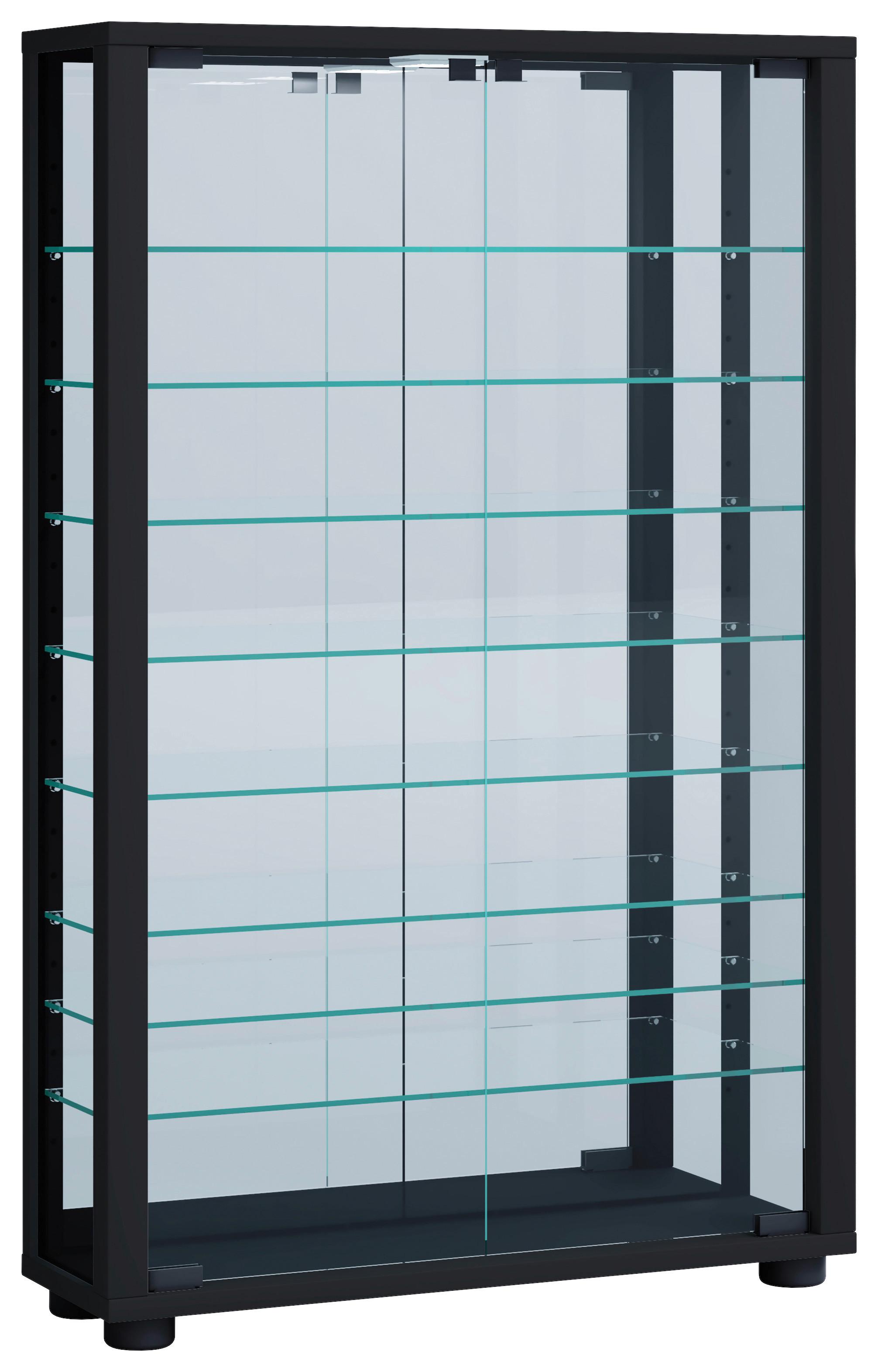 Vitrine Lumo Schwarz B: 59 cm - Schwarz, MODERN, Glas/Holzwerkstoff (59/91,3/18cm) - MID.YOU
