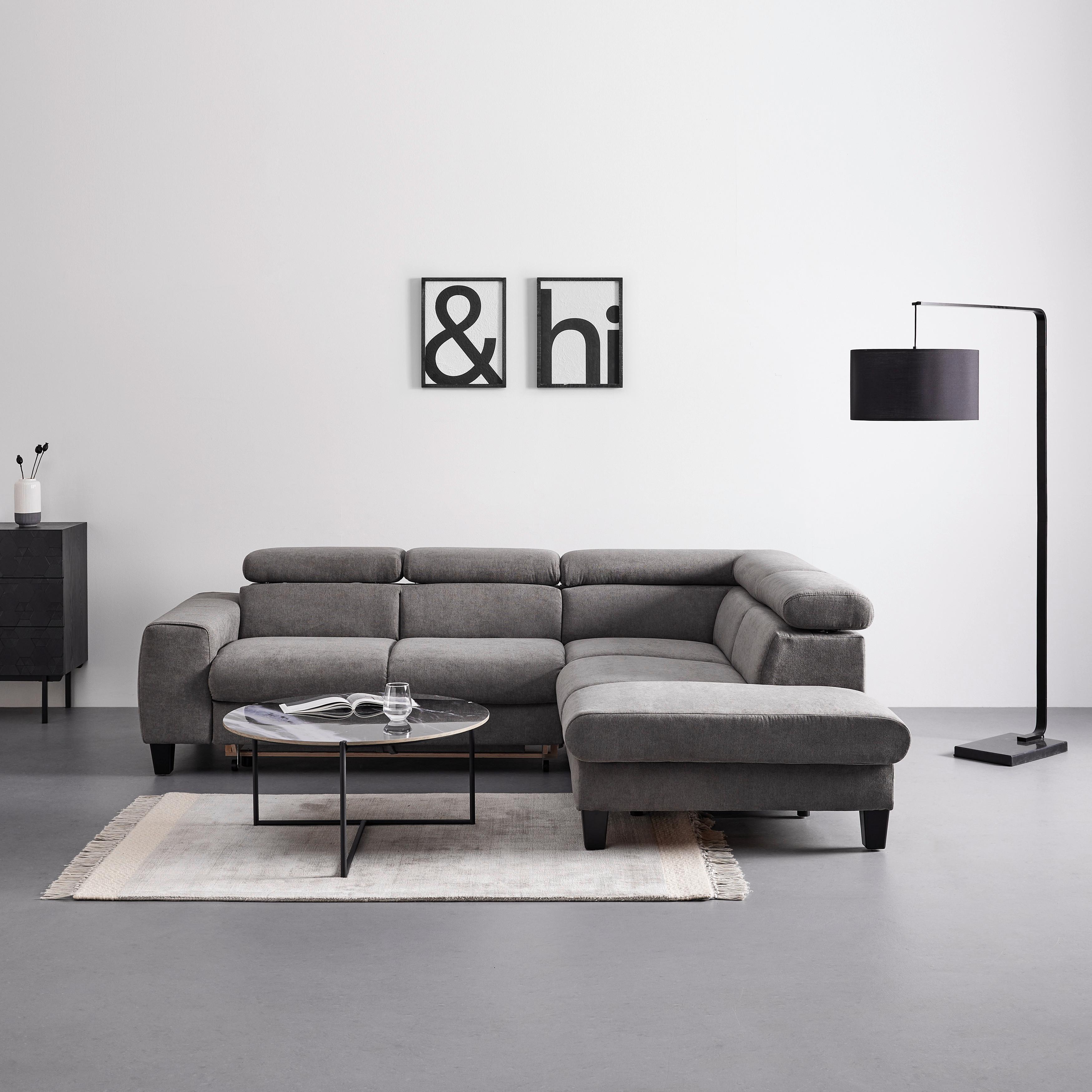 Sedací souprava Malibu tmavě šedá - tmavě šedá, Moderní, dřevo/textil (249/72/207cm) - Bessagi Home