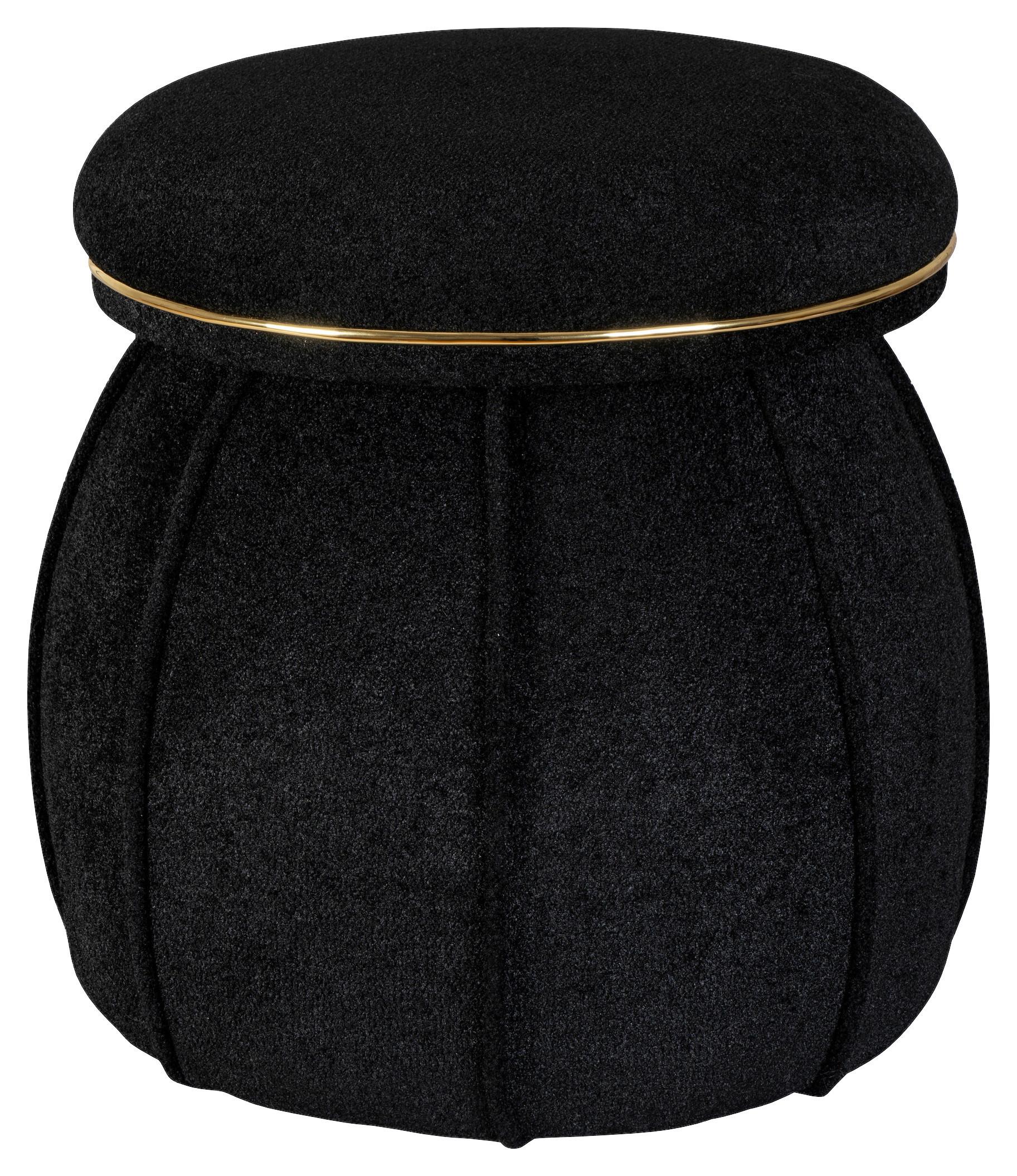 Hocker Corin 135 Goldfarben/Schwarz D: 51,5 cm - Goldfarben/Schwarz, Design, Textil (51,5/55cm) - Kayoom