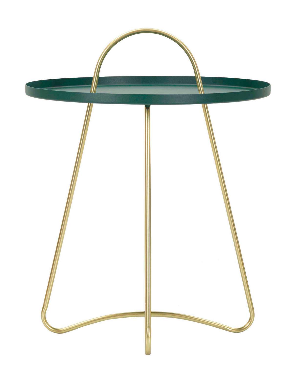 KONFERENČNÝ STOLÍK GRENT - zlatá/zelená, Basics, kov (45/59/45cm)