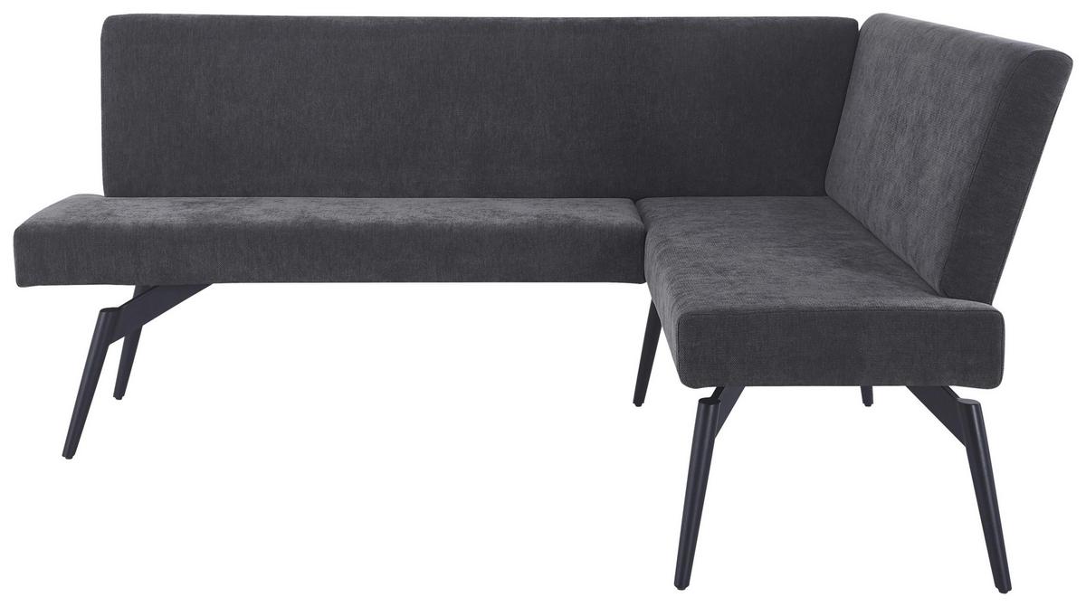 Eckbank Tinos Dunkelgrau, S: 190x150 cm - Dunkelgrau/Schwarz, KONVENTIONELL, Textil/Metall (190/150cm) - MID.YOU