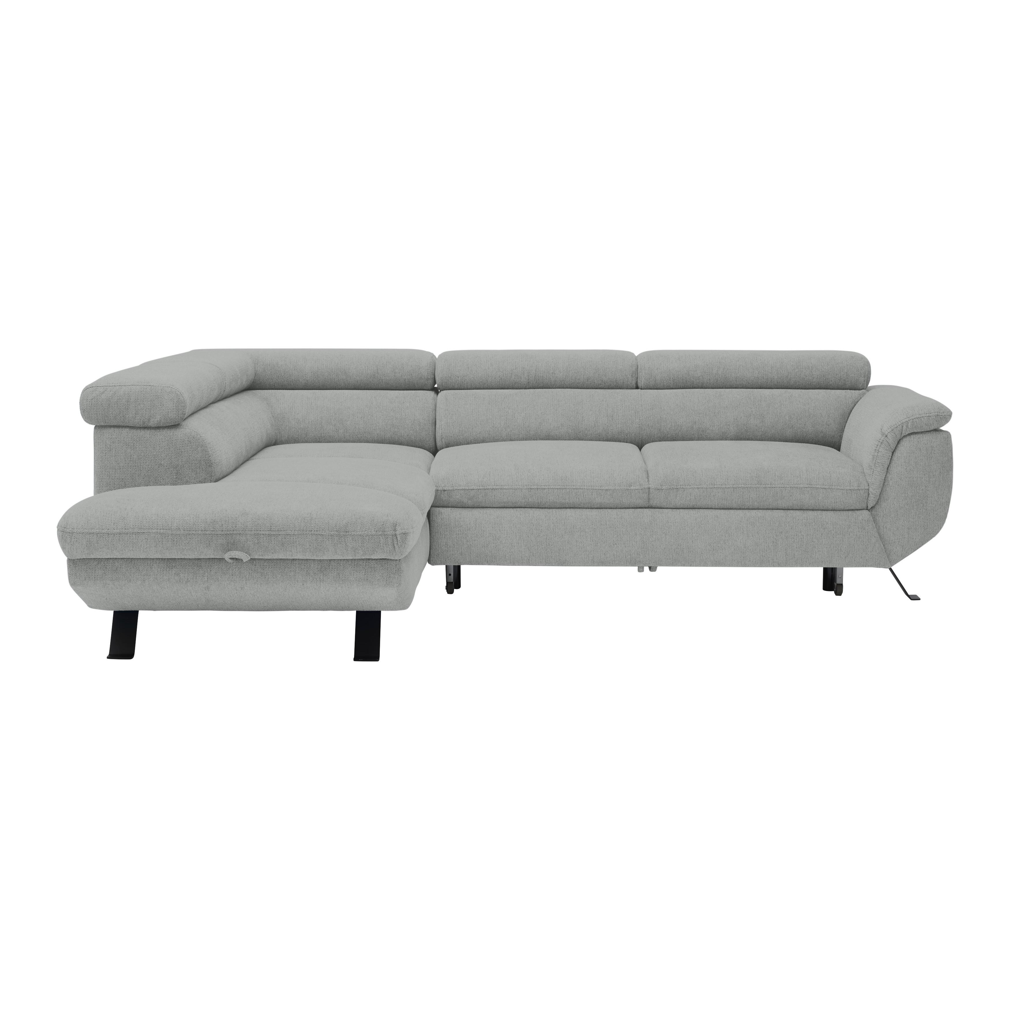 Rohová sedačka RAVEN, levá, světle šedá - černá/světle šedá, Moderní, kov/textil (198/257cm) - Mömax