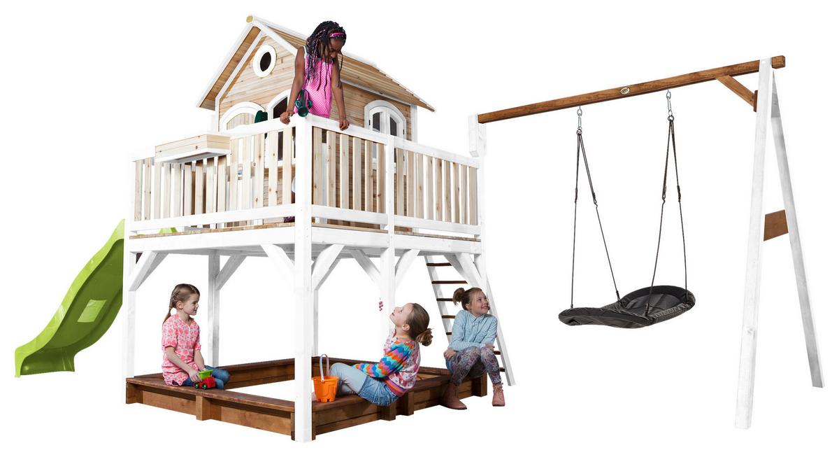 Spielturm A030.158.11 - Braun/Weiß, KONVENTIONELL, Holz (613/291/277cm) - Ambia Garden