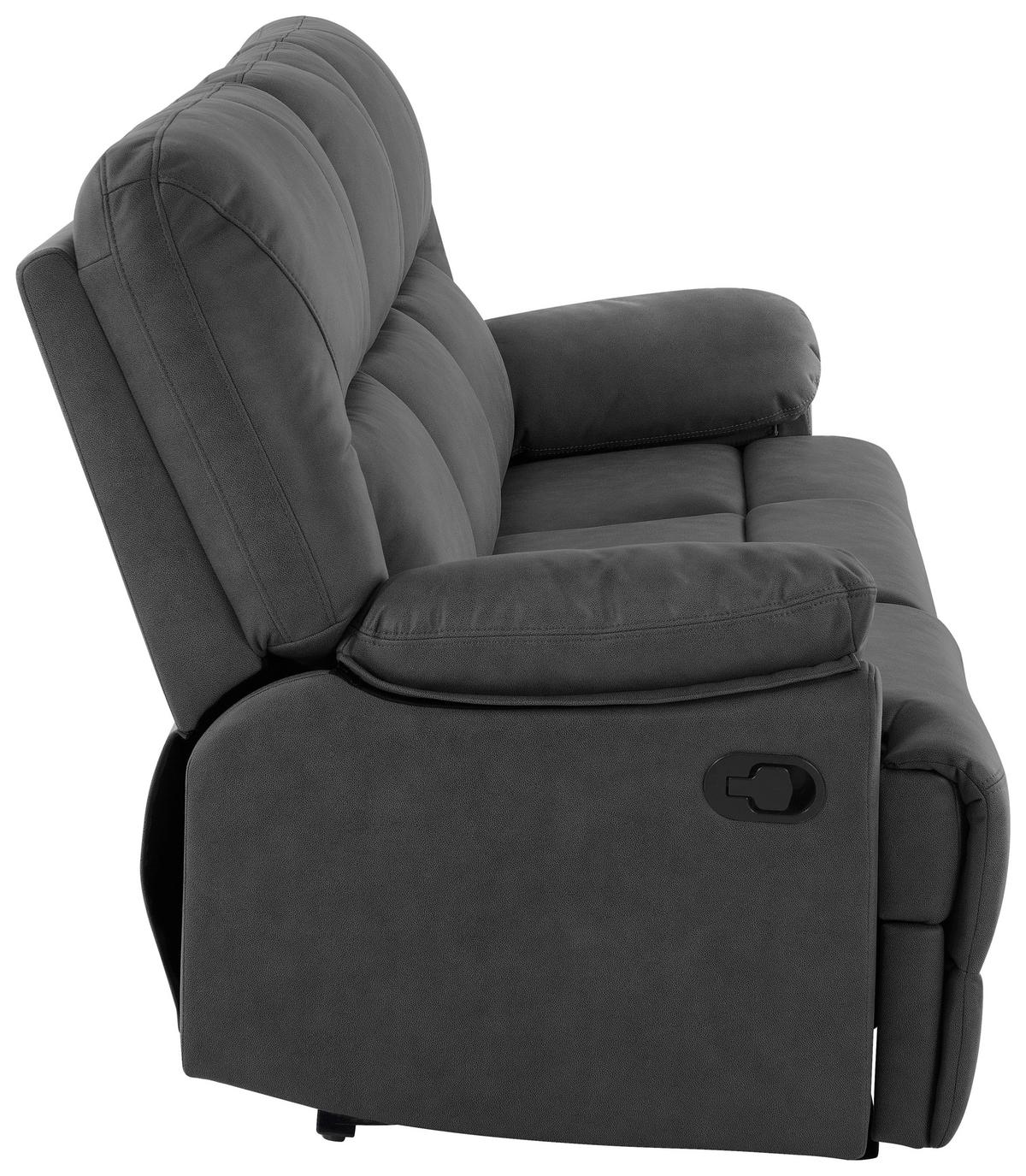 Trojmiestna pohovka CLARA, sivá, s relaxačnou funkciou - čierna/sivá, Basics, kov/drevo (200/99.5/94cm) - Livetastic