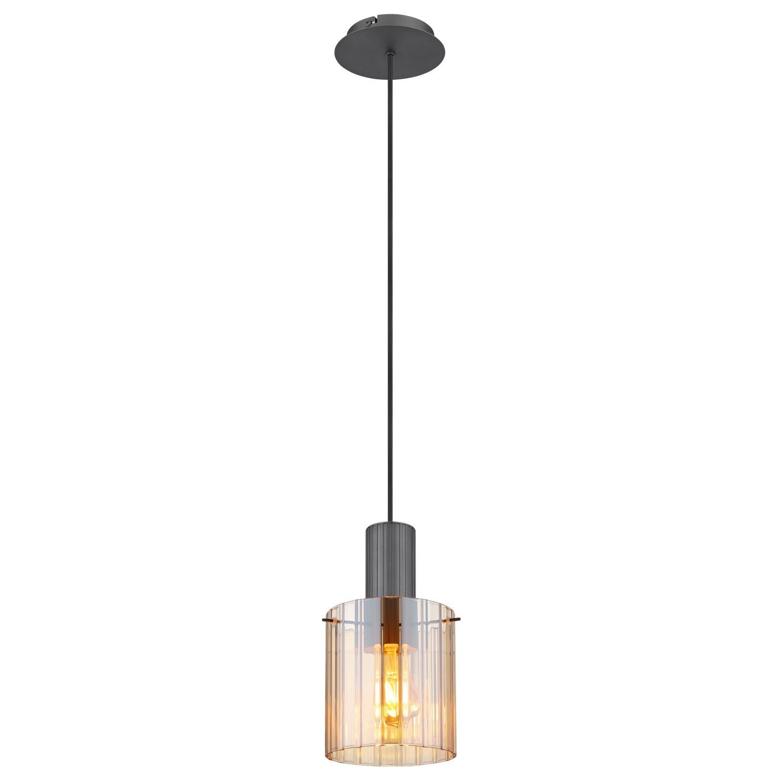 Hängeleuchte 15904ha - Dunkelgrau/Bernsteinfarben, Design, Glas/Metall (18/120cm) - Globo