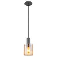 Hängeleuchte 15904ha - Dunkelgrau/Bernsteinfarben, Design, Glas/Metall (18/120cm) - Globo