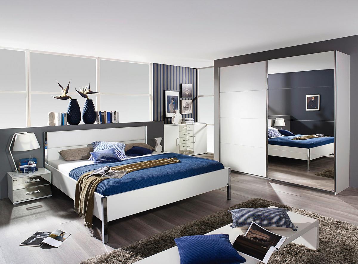 Nachtkästchen Weiß/Spiegel H: 38 cm Moita - Chromfarben/Klar, Design, Holzwerkstoff (50/38/37cm) - Rauch Möbel