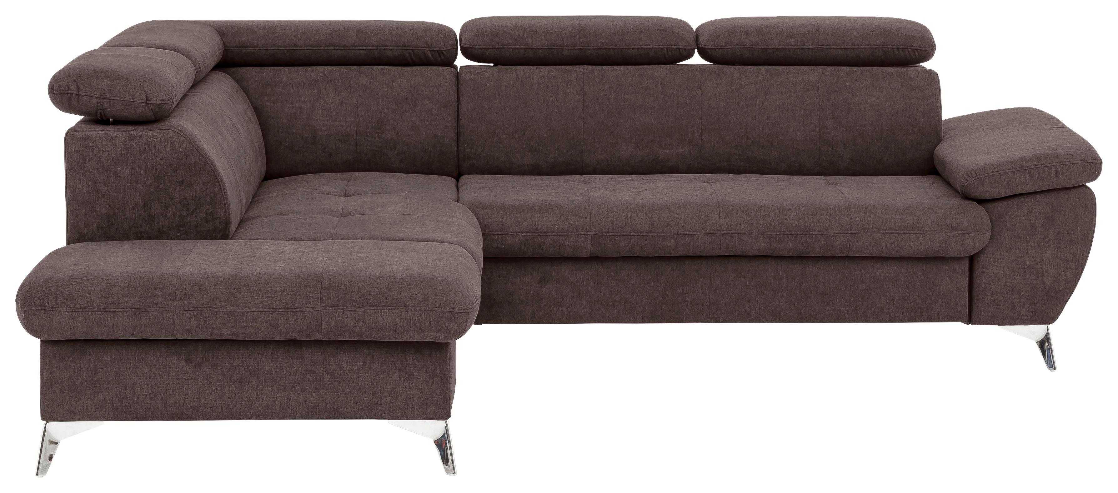 Ecksofa Mit Schlaffunktion Und Bettkasten Gisele Braun - Chromfarben/Dunkelbraun, KONVENTIONELL, Textil (209/256cm) - Livetastic