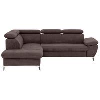 Ecksofa Mit Schlaffunktion Und Bettkasten Gisele Braun - Chromfarben/Dunkelbraun, KONVENTIONELL, Textil (209/256cm) - Livetastic