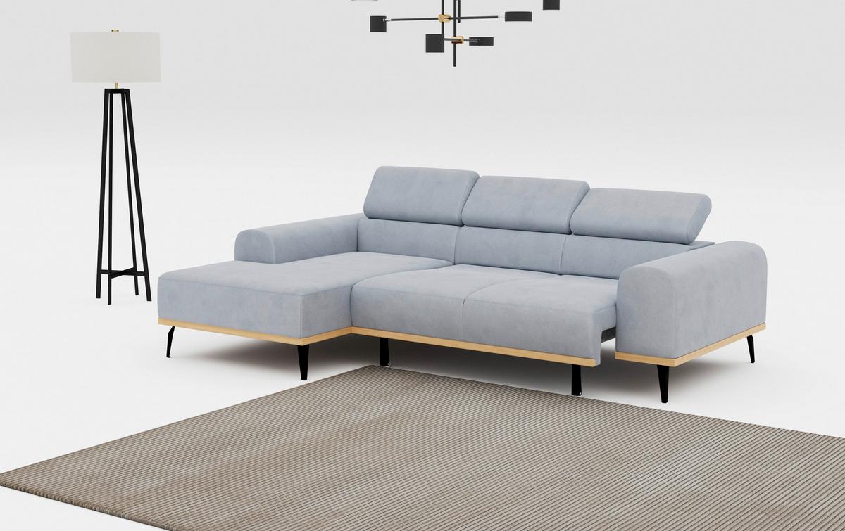 Ecksofa Hellgrau Mit Sitzvorzug S: 157x244 Cm - Hellgrau/Schwarz, KONVENTIONELL, Textil (157/244cm) - Cotta
