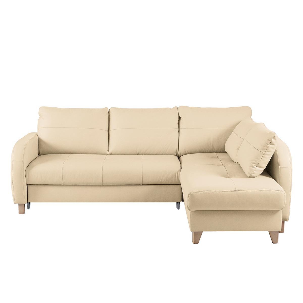 Ecksofa Compact Beige B: 227x168 Cm - Beige/Buchefarben, Design, Leder/Textil (227/168cm) - Livetastic
