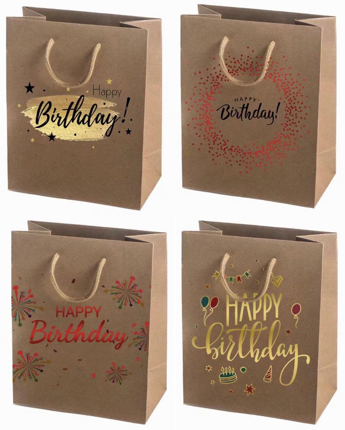 Geschenktasche Happy Birthday M 12 - Multicolor, Basics, Papier (24,5/19/8cm)