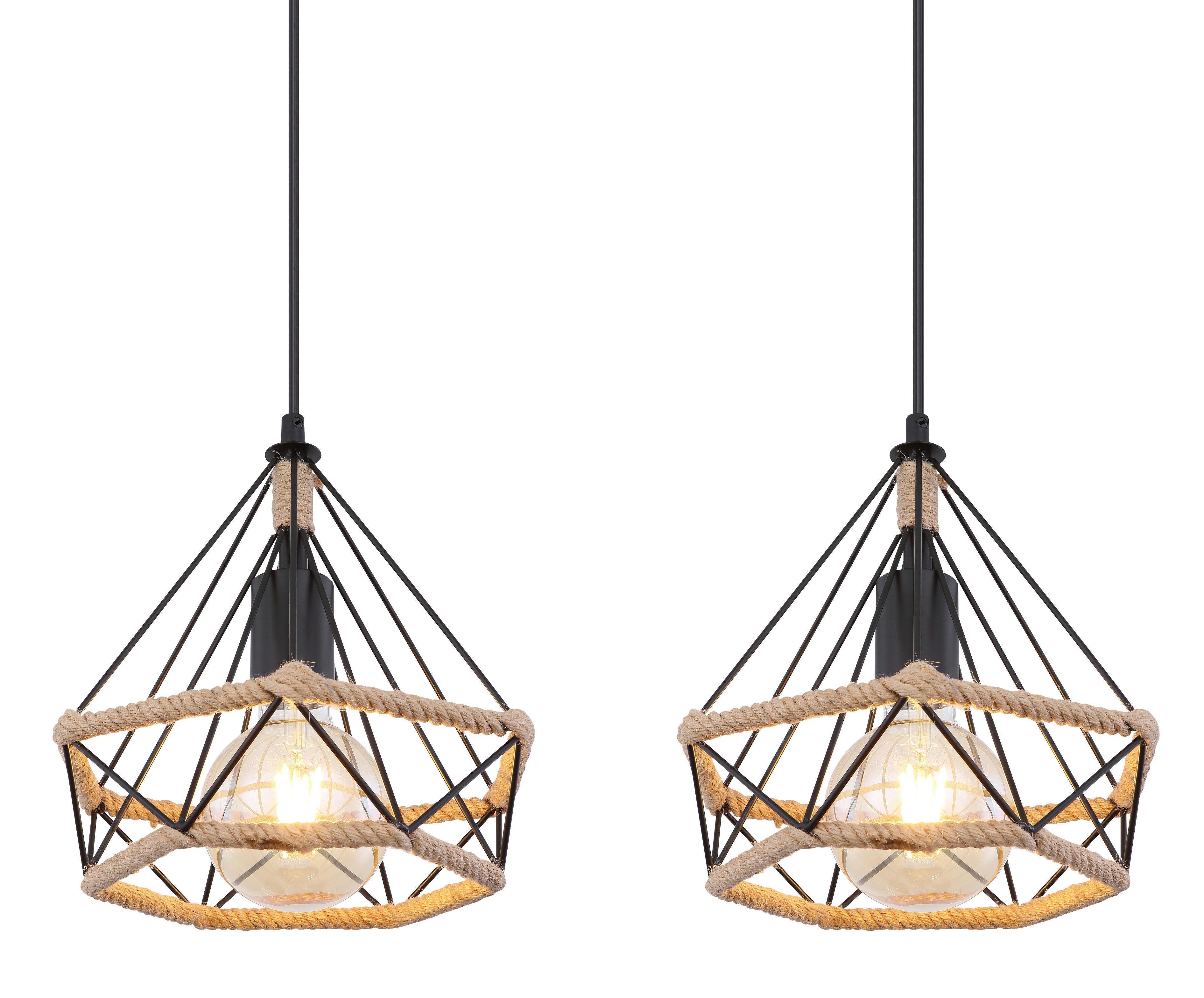 Hängeleuchte Ulleu H: 120 cm 3-Flammig - Schwarz/Braun, Basics, Naturmaterialien/Metall (100/25/120cm) - Globo