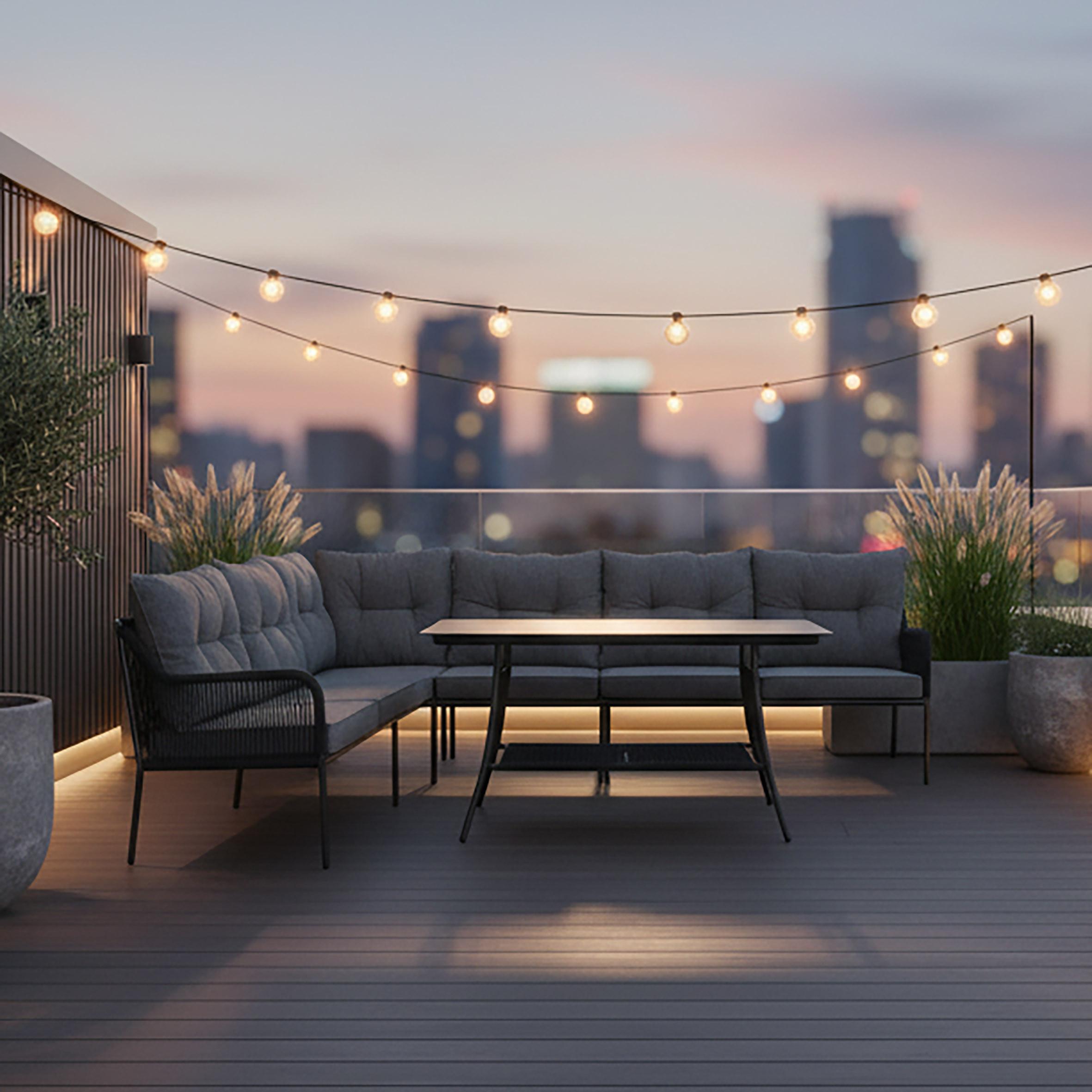 Loungegarnitur 2-Tlg Berlin Metall/Glas/Dekor mit Kissen - Schwarz, KONVENTIONELL, Metall (173/196cm) - Gardenson