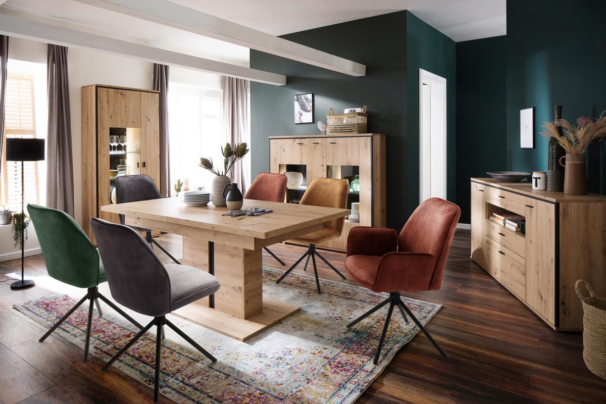 Esstisch ausziehbar Buenos Aires 180-280x100 cm - Eichefarben/Anthrazit, Design, Holzwerkstoff (180-280/100/77cm) - MID.YOU