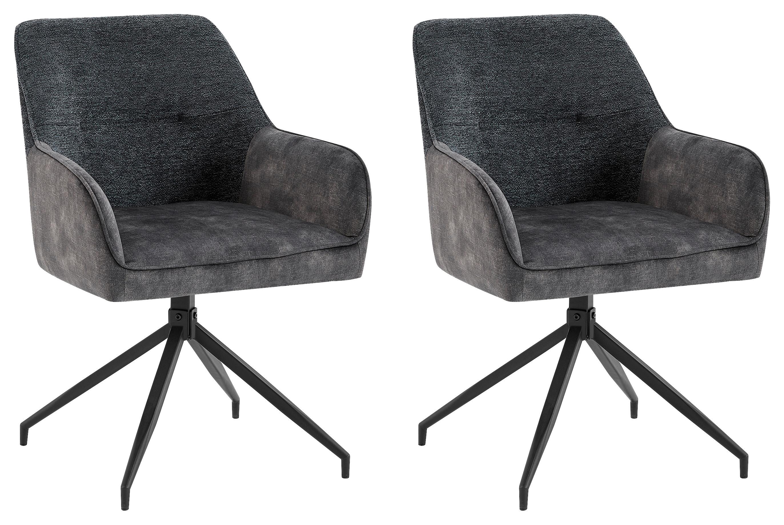 Stuhl-Set Jacky - Anthrazit/Schwarz, MODERN, Textil/Metall (62/87/56cm) - MID.YOU