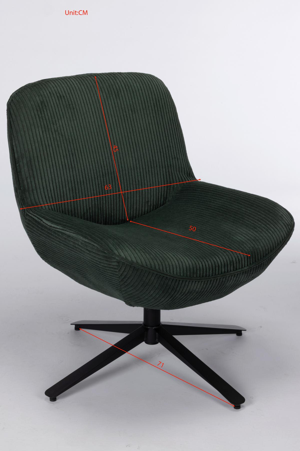 Relaxsessel Maro Grün B: 66 cm - Schwarz/Grün, Basics, Textil/Metall (66/76/75cm) - Livetastic